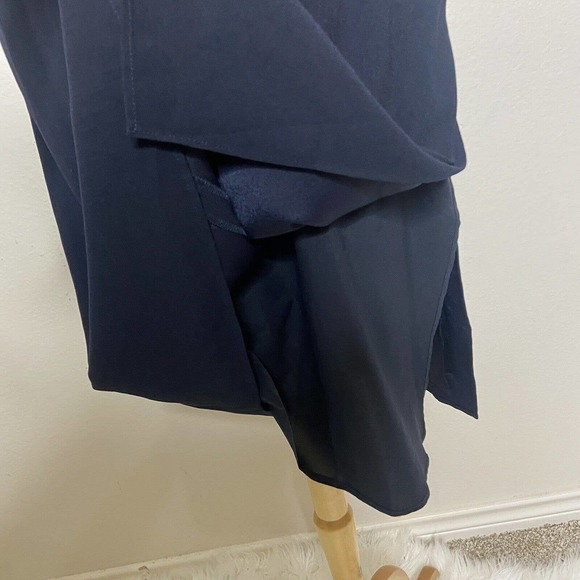 Oak + Fort Navy Overlay Sleeveless Leg Slit Dress Sz Xs - Picture 4 of 10